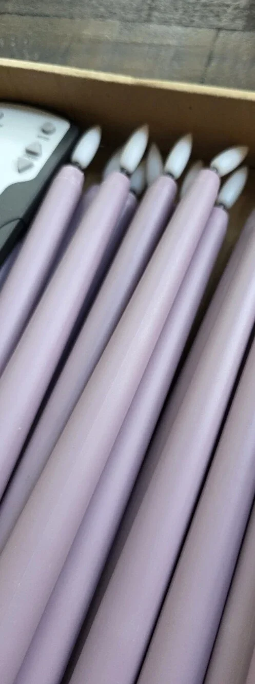Set of Purple LED Flameless Candle Tapers with Remote - Decorative Closet Accent
